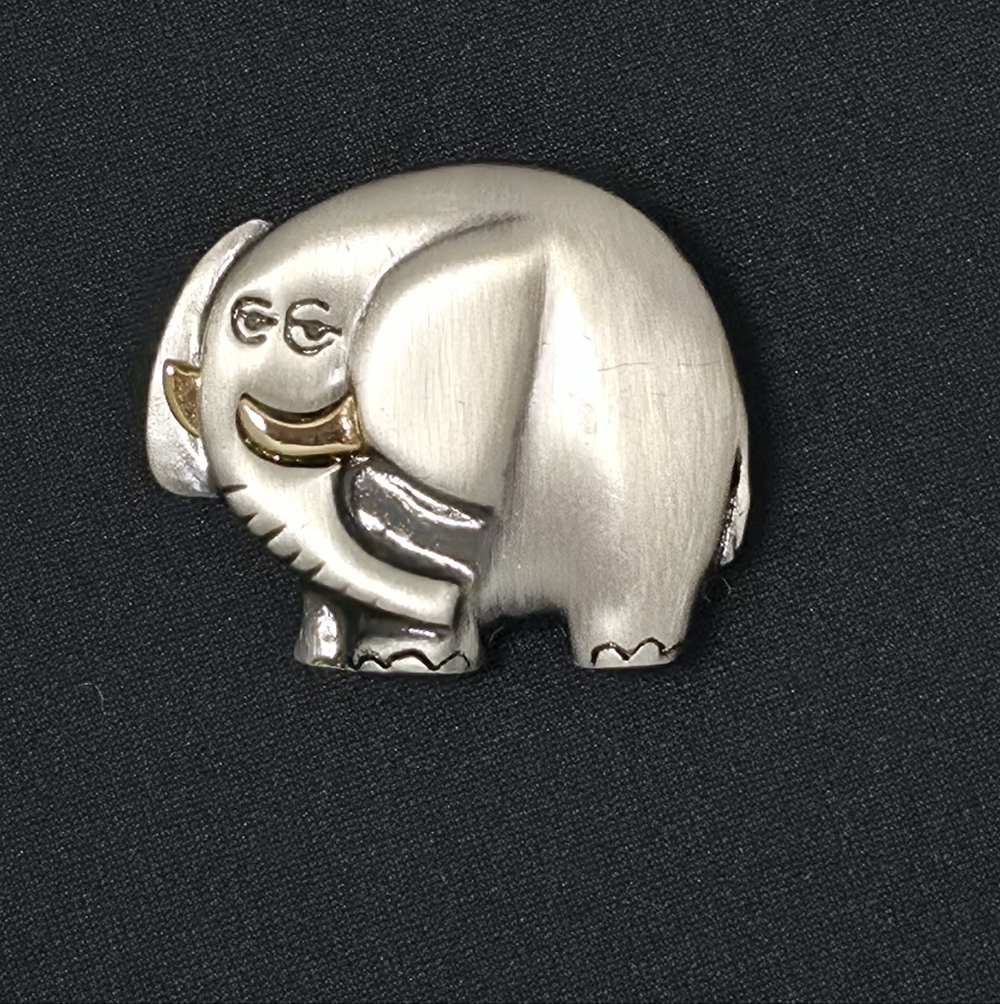 VTG FAF Diane Fafard 18k Gold Plated Pewter Elephant Brooch - Maximalist Art